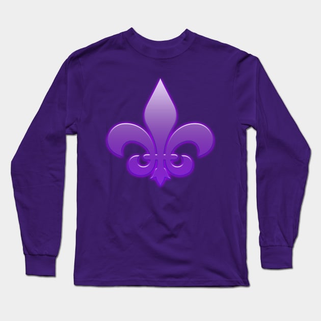 Purple Fleur De Lis Long Sleeve T-Shirt by Lil's Shop
